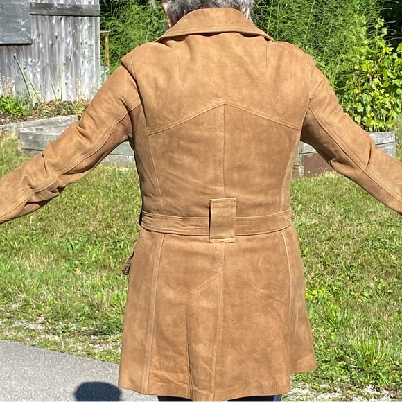 New England Sportswear Suede Leather Coat mid thigh length, zippered inner liner - Picture 9 of 12